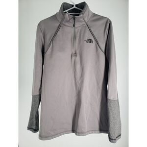 The North Face 1/4 Zip‎ Fleece Pullover Womens Large L Embroidered Gray Black
